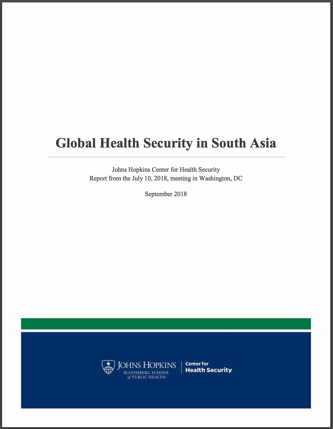 Global Health Security in South Asia report cover