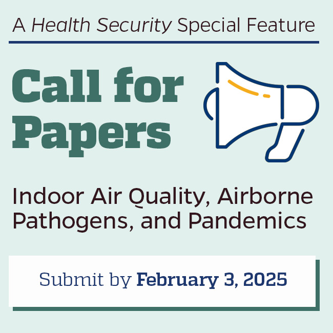 Call for Papers, Indoor Air Quality, Airborne Pathogens, and Pandemics