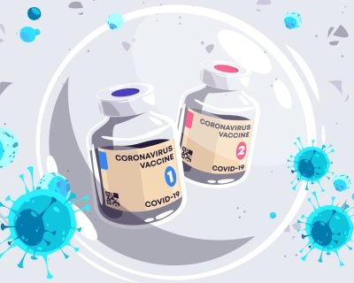 Graphic of two vials of COVID-19 vaccines