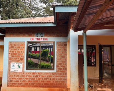 A brick building in Nyarugusu refugee camp’s main health post labeled Op Theatre