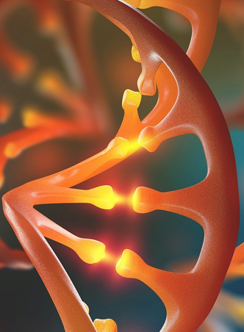 DNA. Research molecule. Scientific breakthrough in human genetics. 3D illustration analysis of structure genome By Siarhei