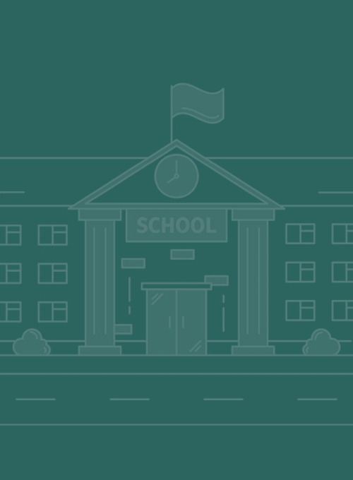 Line school building. By inspiring.team on dark green background