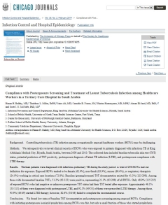 Image of article PDF: Compliance with Postexposure Screening and Treatment of Latent TB Infection Among Healthcare Workers in a Tertiary Care Hospital in Saudi Arabia