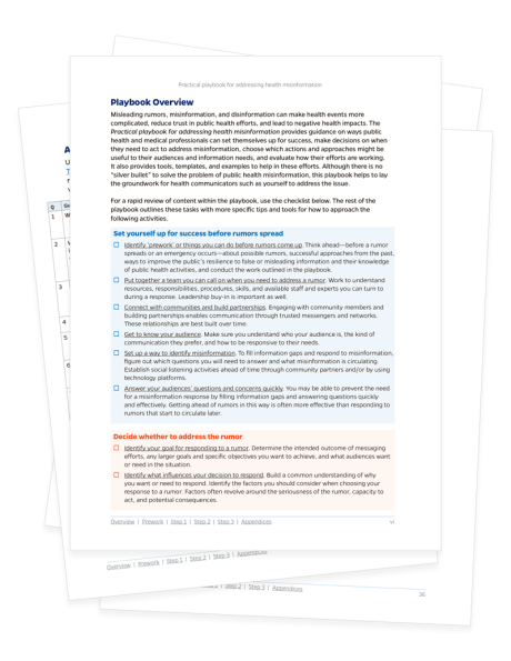 Practical playbook for addressing health misinformation overview and supplemental tools Practical playbook for addressing health misinformation overview and supplemental tools